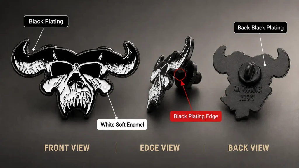 black plating enamel pins