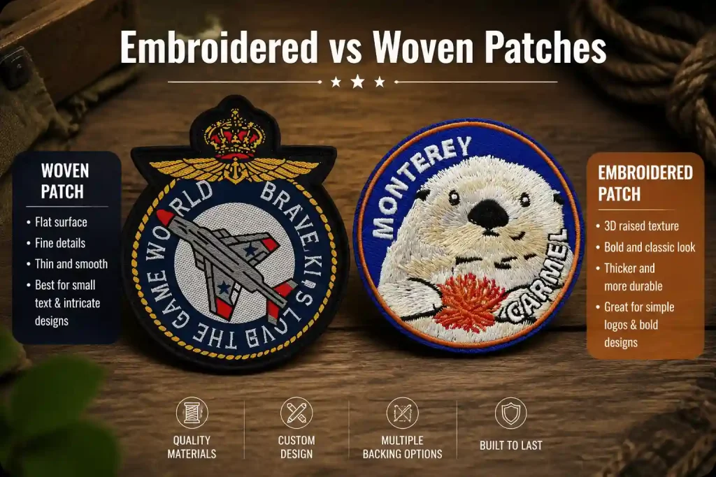 Embroidered vs Woven Patches