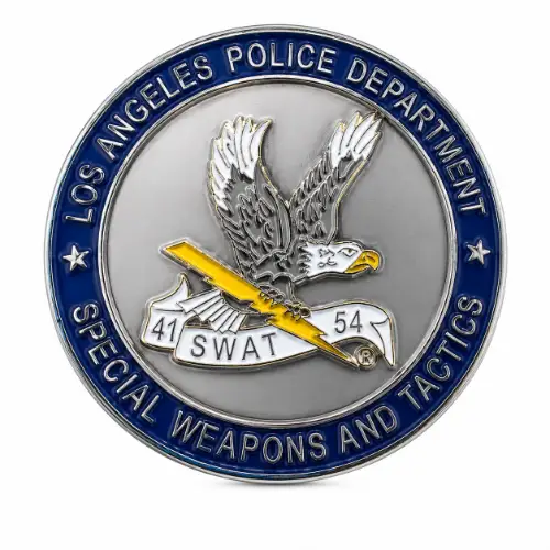 Antique silver SWAT challenge coin for police teams thumbnail