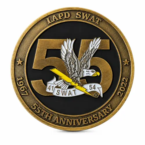 Custom tactical police challenge coin with SWAT badge thumbnail