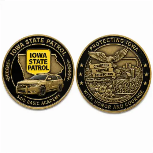 State trooper challenge coin with patrol car design thumbnail